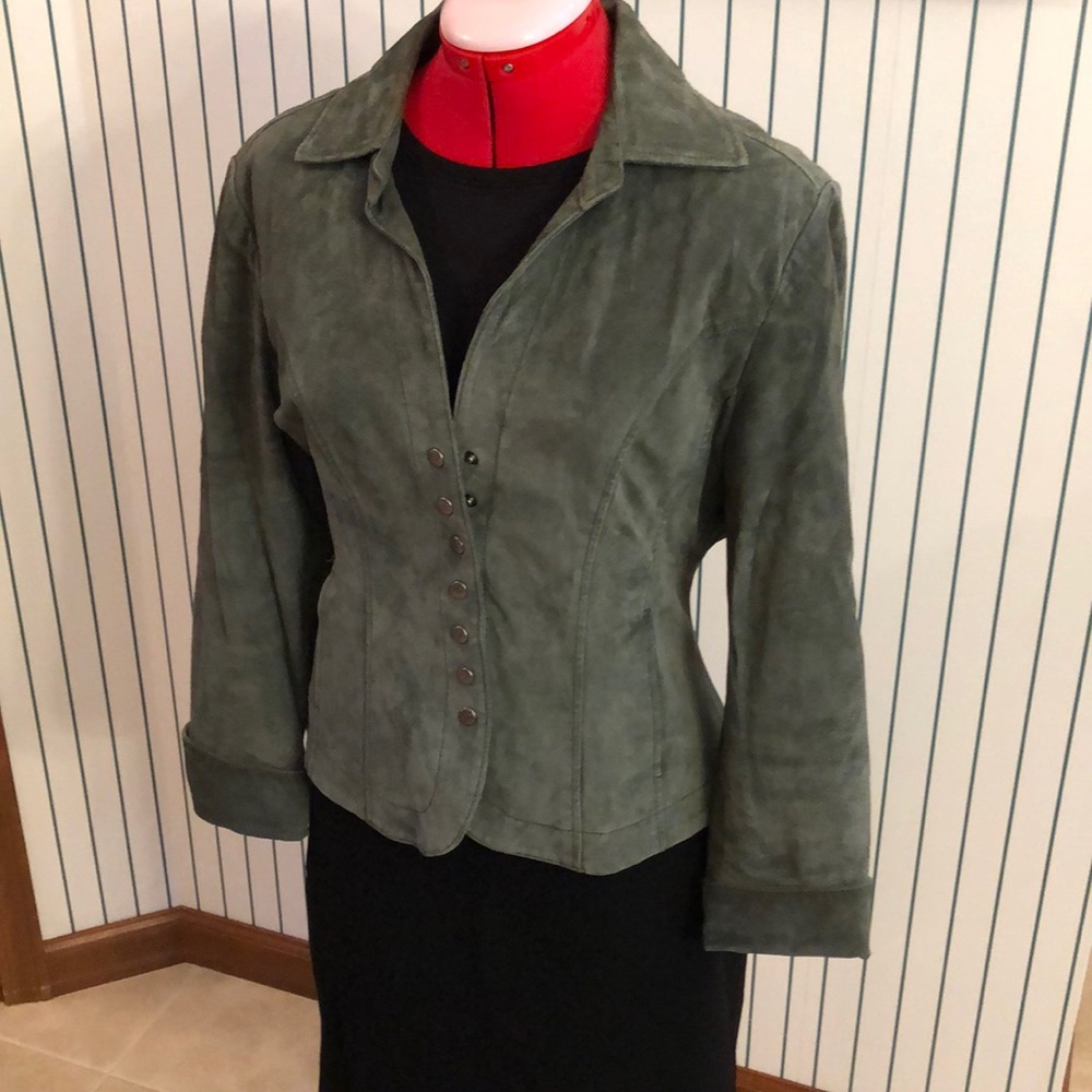 Christopher & Banks Sage Green Suede Jacket Size M
